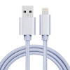 Зарядний кабель 1m 3A Woven Style Metal Head 8 Pin USB Data / Charger Cable для iPhone - сріблястий