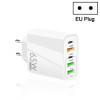 Быстрая мулльти зарядка 65W Dual PD Type-C + 3 x USB Multi Port Charger для Phone and Tablet PC/Galaxy/Realme/Sony/HTC/Huawei - белая