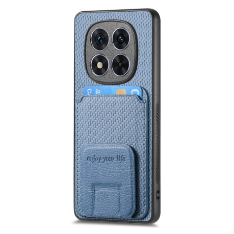 Противоударный чехол Carbon Fiber Card Bag для Xiaomi  Redmi Note 14 Pro+ 5G - синий