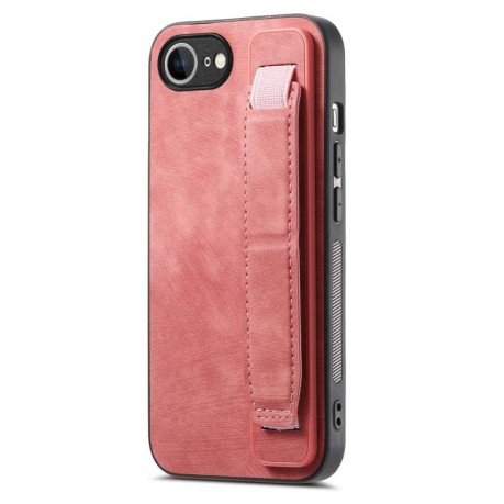 Противоударный чехол Wristband Leather Back для iPhone 16e - розовый