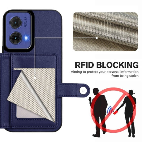 Ударозащитный чехол EU Version Button Card Bag RFID Anti-theft для Motorola Moto G85 - синий