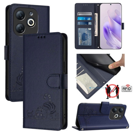 Чехол-книжка Cat Embossing Pattern на Infinix Smart 8 - синий