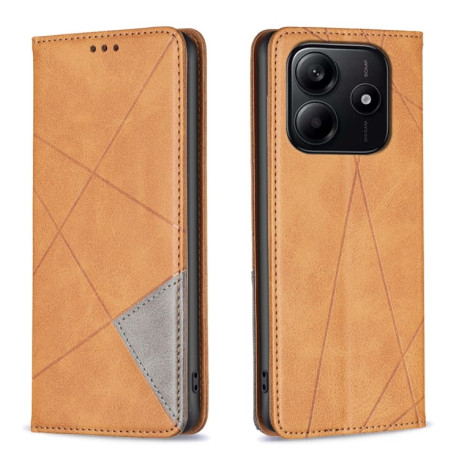Чехол-книжка Rhombus Texture для Xiaomi Redmi Note 14 5G/Poco M7 Pro 5G - желтый