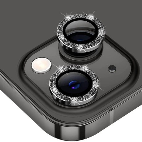 Защитное стекло на камеру для ENKAY Glitter для iPhone 14 / 14 Plus - черное