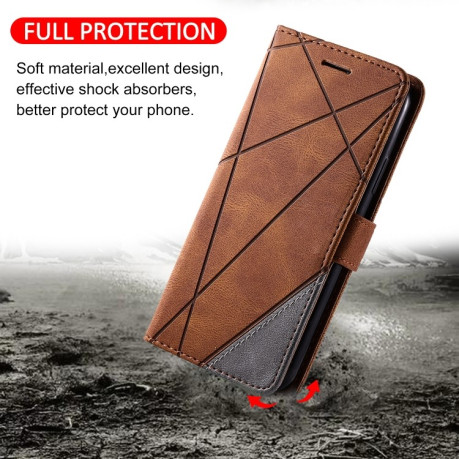 Чехол-книжка Skin Feel Splicing на OPPO A78 4G - коричневый