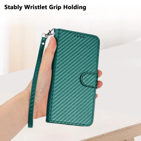 Чехол-книжка Carbon Fiber Texture на For на Samsung Galaxy F16 5G / M16 5G  - зеленый