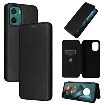 Чехол-книжка Carbon Fiber Texture на Motorola Moto G05 / E15 - черный
