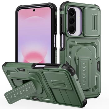 Чехол Escase со шторкой камеры и скрытым держателем на Galaxy A27 5G — зелёный