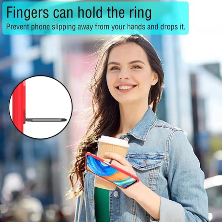 Противоударный чехол 360 Degree Rotating Ring Holder на Xiaomi Redmi Note 9S - красный