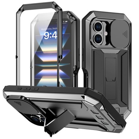 Противоударный чехол R-JUST Sliding для iPhone 16 Plus - черный