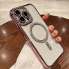 Противоударный чехол Diamond Gradient Plated MagSafeдля iPhone 15 Pro - розовый