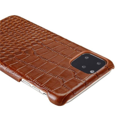 Кожаный чехол EsCase Crocodile Skin-like на iPhone 11- коричневый