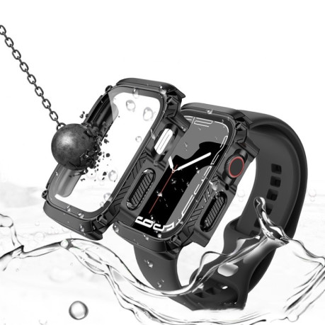 Противоударная накладка с защитным стеклом Armor Waterproof для Apple Watch Series 8/7 41mm - серый