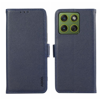 Чехол-книжка ABEEL Genuine Leather RFID на Motorola Edge 70 5G — синий