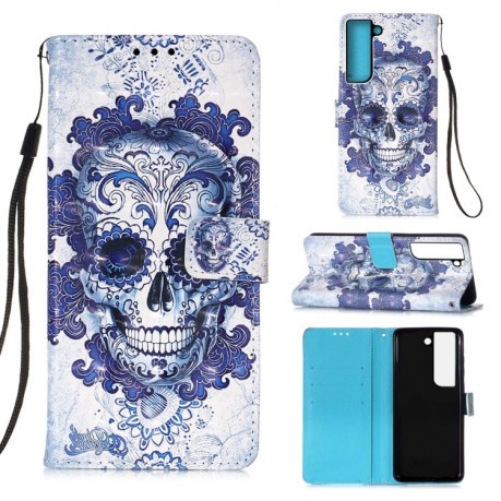 Чехол-книжка 3D Painting для Samsung Galaxy S22 Plus - Cloud Skull
