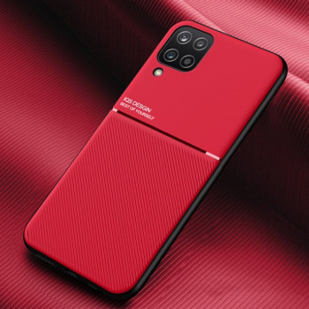 Противоударный чехол Tilt Strip Grain на Samsung Galaxy A12/M12 - красный