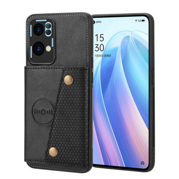 Чохол Double Buckle Card Slots Magnetic для OPPO Reno7 Pro-чорний