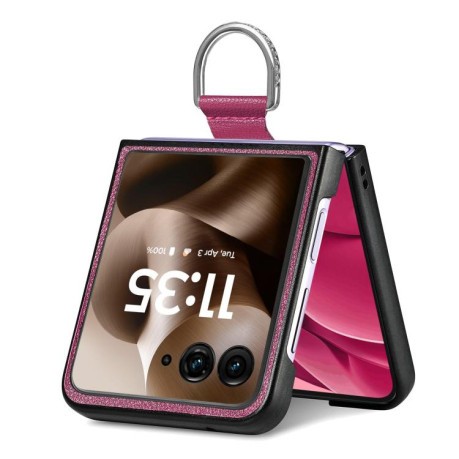 Противоударний чехол Litchi Texture на Motorola Razr 60 Ultra - фіолетовий
