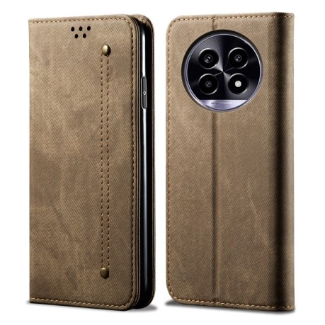 Чехол книжка Denim Texture Casual Style на Realme 13 Pro 5G Global - хаки