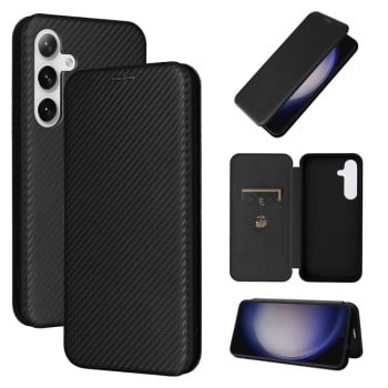 Чехол-книжка Carbon Fiber Texture на Samsung Galaxy S24 5G - черный