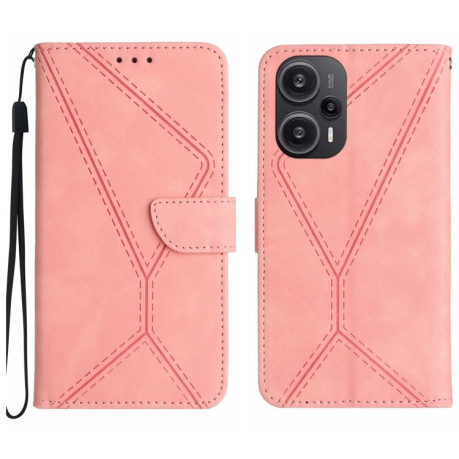 Чохол-книжка Stitching Embossed для Xiaomi Poco F5 - рожевий