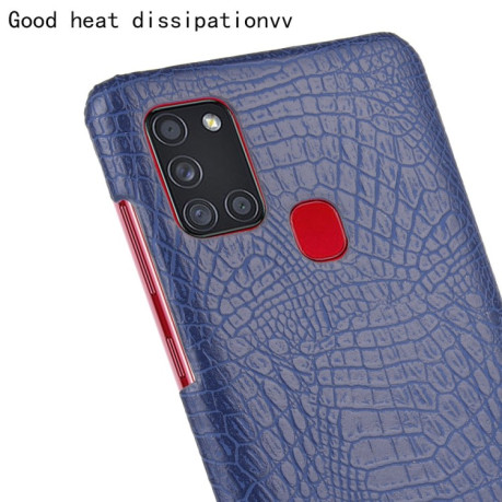 Ударопрочный чехол Crocodile Texture на Samsung Galaxy A21s - синий