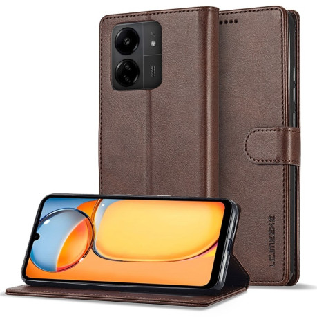 Чехол книжка LCIMEEKE Calf Texture на Xiaomi 14T - кофейный