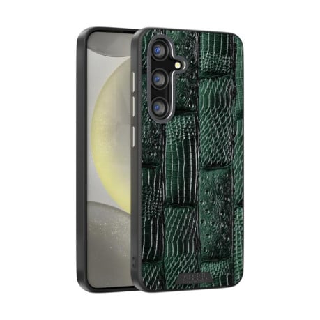 Чохол ABEEL з фактурою Beast Pattern 6D Micro-Embossed з MagSafe з натуральної шкіри на Samsung Galaxy S25 FE 5G - зелений