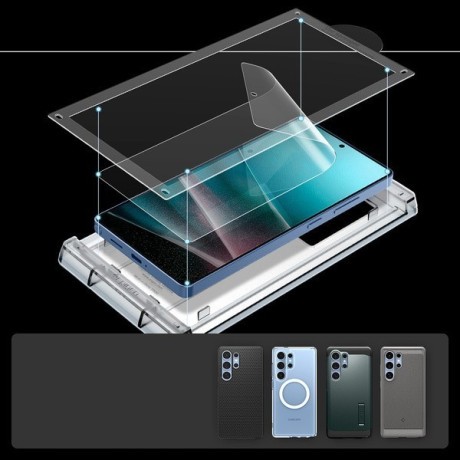 Оригинальне захисне скло Spigen ELITE SHIELD EZ FIT Hybrid Glass для Samsung Galaxy S25 Ultra - Transparent