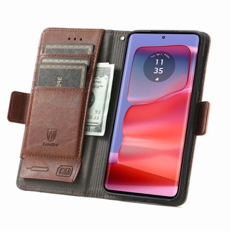 Чехол-книжка Dual-side Magnetic Buckle для Motorola Edge 50 Ultra - коричневый