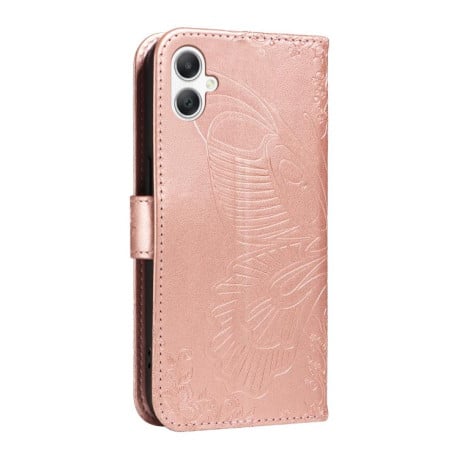 Чехол-книжка Swallowtail Butterfly Embossed Leather на Samsung Galaxy A07 5G - золото