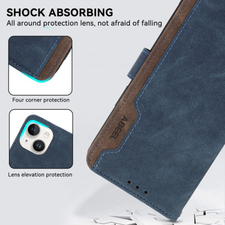 Чохол-книжка ABEEL Color Block Magnetic RFID Leather для Samsung Galaxy A06 4G - Blue-Brown