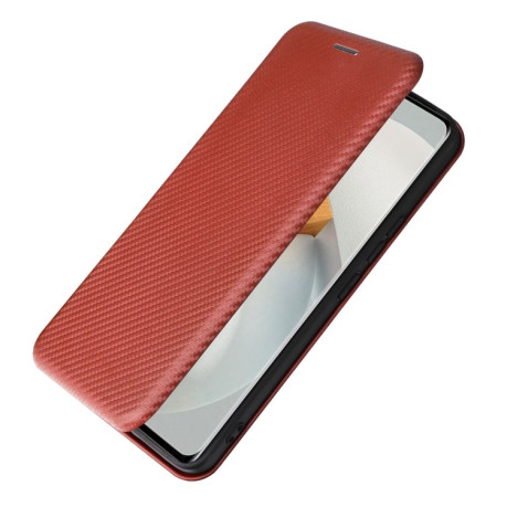 Чехол-книжка Carbon Fiber Texture на Vivo S12 5G/V23 5G - коричневый