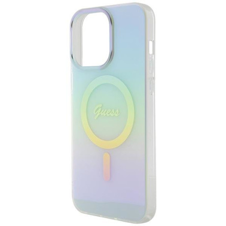 Оригинальный чехол Guess IML Iridescent MagSafe для iPhone 15 Pro - turquoise