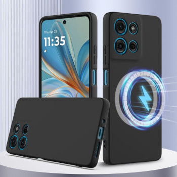Силиконовый чехол Shockproof Silicone Magsafe для Motorola Moto G75 5G - черный