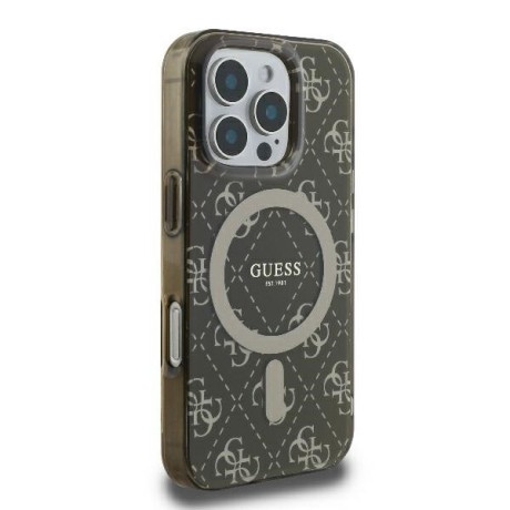 Оригинальный чехол Guess IML 4G Background MagSafe для iPhone 16 Pro - Brown