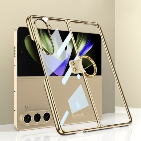 Противоударный чехол GKK Electroplating with Ring для Samsung Galaxy Fold 5 - золотой