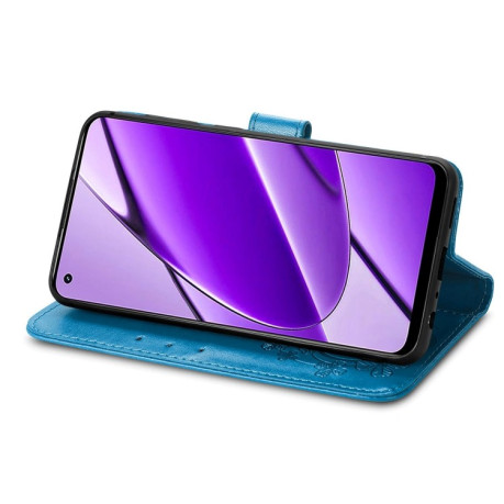 Чохол Four-leaf Clasp Embossed Buckle на Realme 11 4G Global - синій