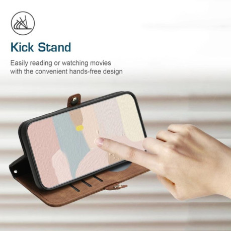 Чохол-книжка Side Buckle Double Fold Hand Strap Leather на OPPO Reno13 F /Reno13 FS 4G/5G - коричневий