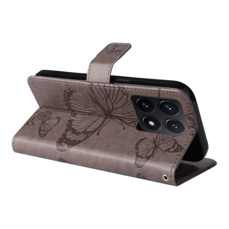 Чохол-книжка Embossed Butterfly для Xiaomi 14T - сірий