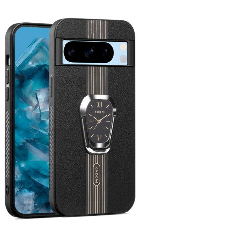 Чехол Magnetic Litchi Leather Back Phone Case with Holder для Google Pixel 8a - черный