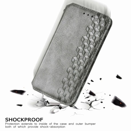 Чехол-книжка Cubic Grid на Xiaomi Poco M3 - серый