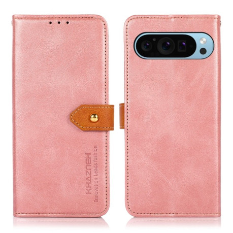 Чохол-книжка KHAZNEH Dual-color Cowhide для Google Pixel 9 - рожеве золото