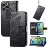 Чохол-книжка Butterfly Love Flower Embossed для iPhone 15 Pro Max - чорний