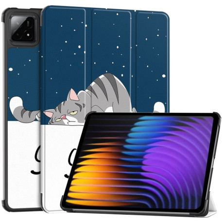 Чехол-книжка Custer Painted 3-Fold Stand Leather Smart для Xiaomi Pad 7 / 7 Pro - Cat