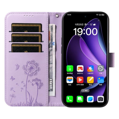 Чехол-книжка Dandelion Embossed Pattern Flip Leather для OPPO Reno13 Global - фиолетовый
