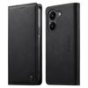 Чехол Dierfeng металлический с магнитной застежкой, RFID, из веганской кожи на Xiaomi Poco M7 4G 171mm — черный