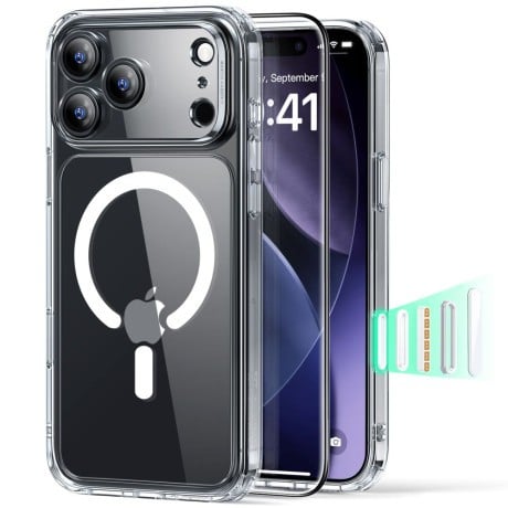 Оригінальний чохол ESR Classic Hybrid з MagSafe + накладка на клавішу на iPhone 17 Pro - Clear