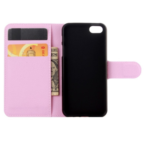 Чохол-книжка Litchi Texture на iPhone 5/ 5S/ SE - рожевий