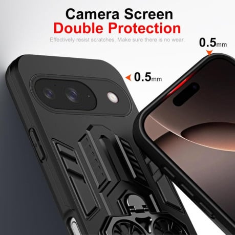 Чохол Double-Ring підвійна підставка та гібридне виконання на Google Pixel 10 / 10 Pro - чорний